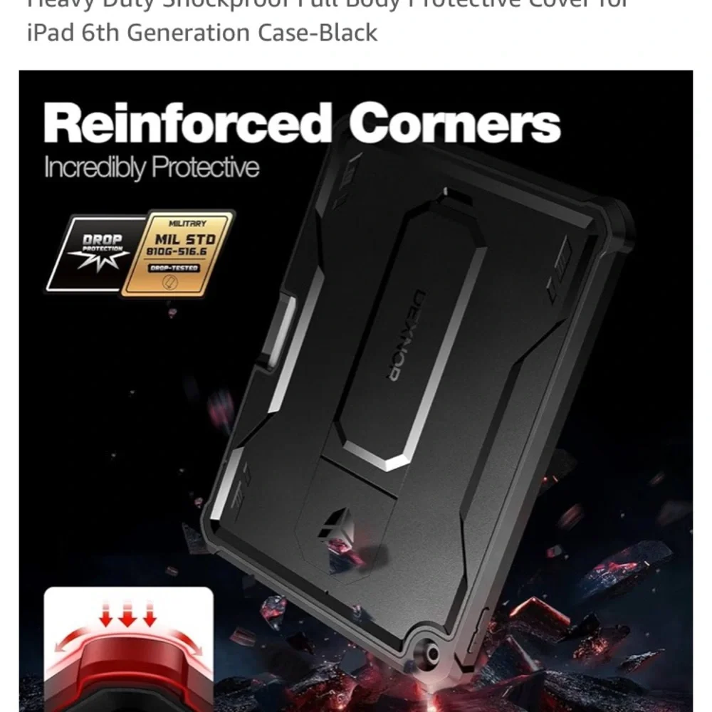 Black Heavy Duty Shockproof Case for iPad 6th Generation